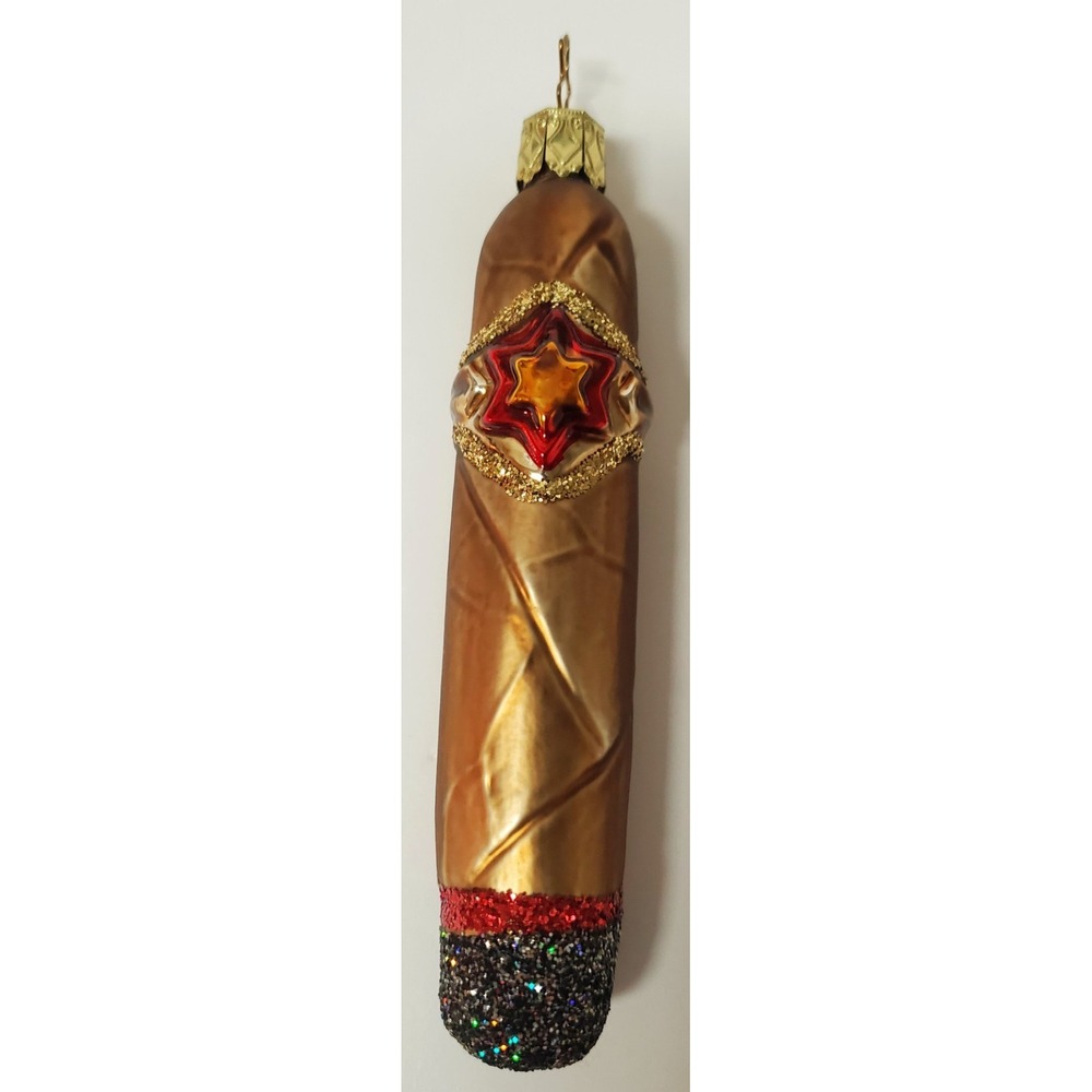 VTG Inge Glas Ornament Christmas Havana Cigar All Fired Up Made West Germany